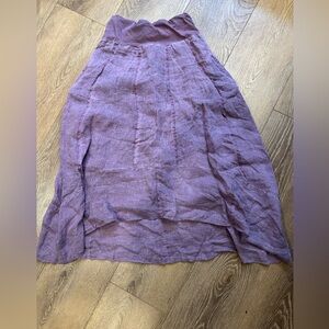 Purple Asymmetrical Linen-Blend Skirt